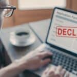 Declined application for credit or visa, Deny Reject Stamp, not accepted, rejection concept.