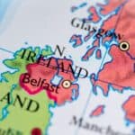 Northern Ireland highlighted on a world map.