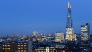 London skyline with The Shard at blue hour