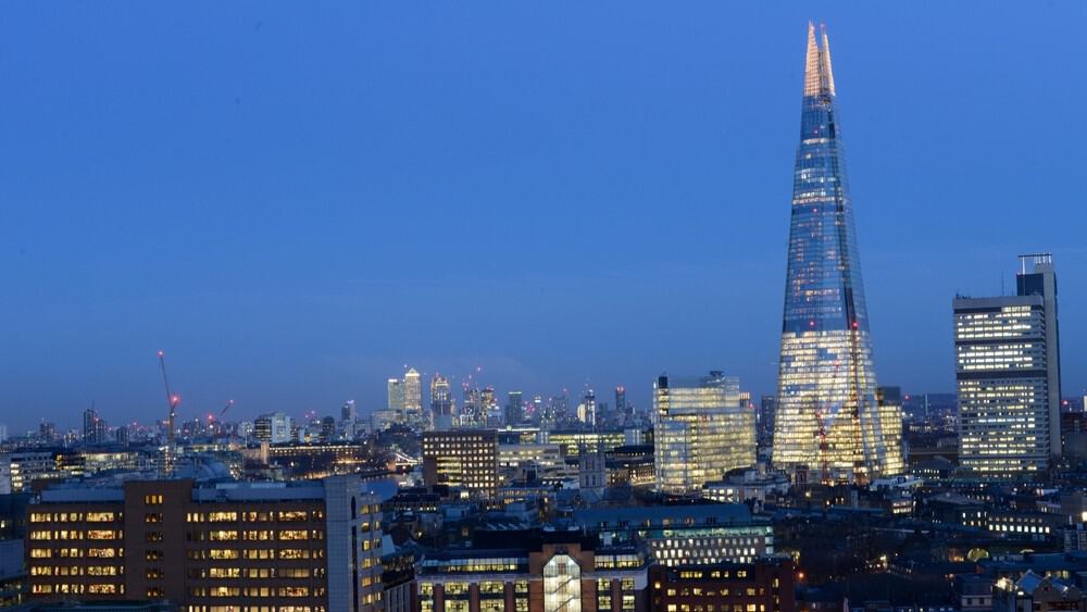 London skyline with The Shard at blue hour