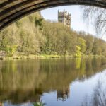 Scenic View of Durham Cathedral and the River Wear, County Durham, England on a sunny Spring Day